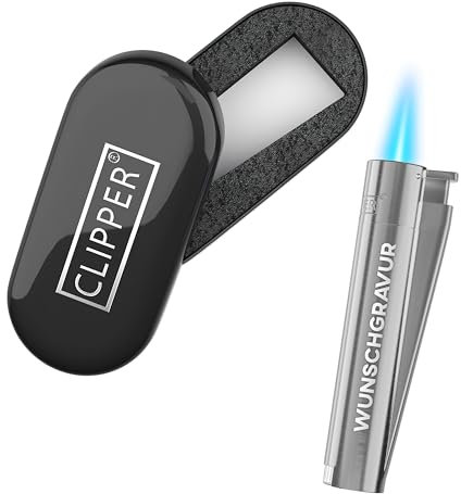 Clipper Feuerzeug mit Gravur/Clipper aus Metall/wetterbeständige Flamme/Gasfeuerzeug - wiederaufladbar mit Gas - personalisierte Geschenke für Männer Weihnachten Geschenkideen Weihnachten