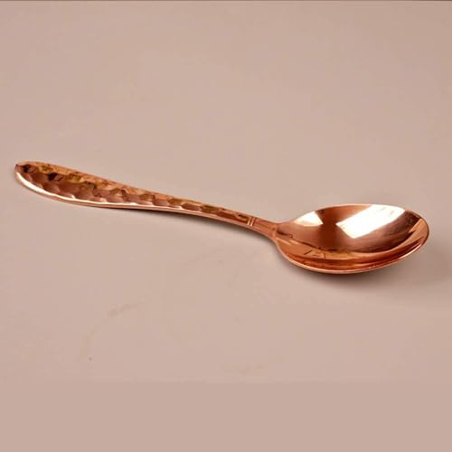 EnerMagiX Copper Spoons, 99.9% Pure Copper Long Soup Spoons, Durable Dessert Spoons,Table Spoon Use for Home, Kitchen and Restaurant (One pretend)