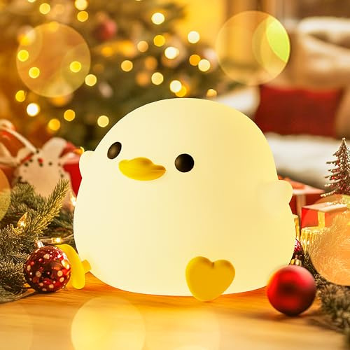 Nachtlicht Kinder Dimmbar Stilllicht, Enten Lampe aus Silikon, Nachtlicht Baby Touch 2 Einstellbare Helligkeit, Timing Nachttischlampe für Kinderzimmer Schlafzimmer,Kindergeschenke Ostern Geschenke