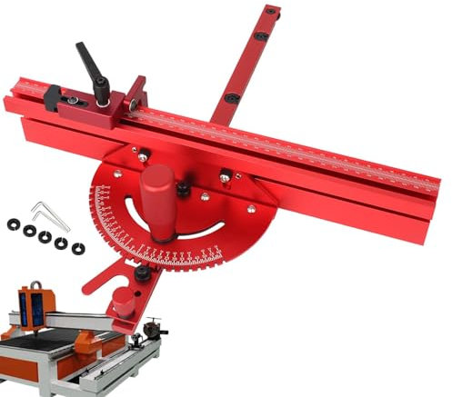 Sistema di recinzione per seghe da banco, in alluminio, per seghe da tavolo, per troncatrici, con recinzione telescopica, guida per mitra, scala di marcatura