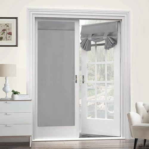 WWQQKJ Set mit 2 Vorhangpaneelen for französische Türen, ohne Loch, mit Klettverschluss, verdunkelnd, wärmeisoliert und staubdicht, for Schiebe-/Innentüren, 66 x 178 cm (Color : Grigio Argento)