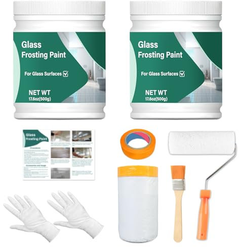 Vernice per vetro smerigliata da 1000 g, la vernice satinata per vetro fornisce una finitura satinata traslucida alle superfici in vetro, adatta per porte in vetro e superfici di finestre in uffici,