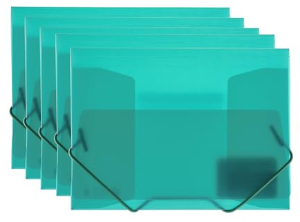 Gummizugmappe A5, transparent, 100 % recycelbar, Quartiergröße, ideal für Rechnungen, Quittungen usw., robuster runder Gummizugverschluss, 51015 (5, grün)