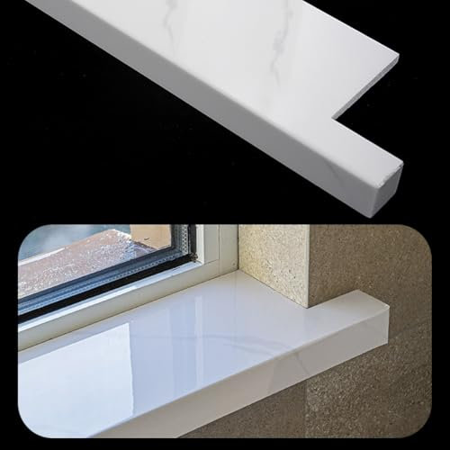 SDFVSDF Fensterbank Fensterbankkantenabdeckung mit Marmor-Finish, Erkerfenster-Brettabdeckung mit 4 cm Kante, Fensterbankschutz für Küche/Schlafzimmer(160x30cm/63x11.8in)