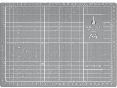 Cathedral Products A4 Double-Sided Self-Healing Cutting Mat | 3mm Thick | Metric and Imperial Grids | Grey