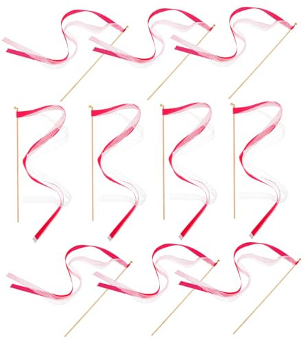 PHENOFICE 10 Stücke Handheld Band Streamer Zauberstäbe Hochzeit Party Fee Stick Dekorative Hochzeit Band Decor