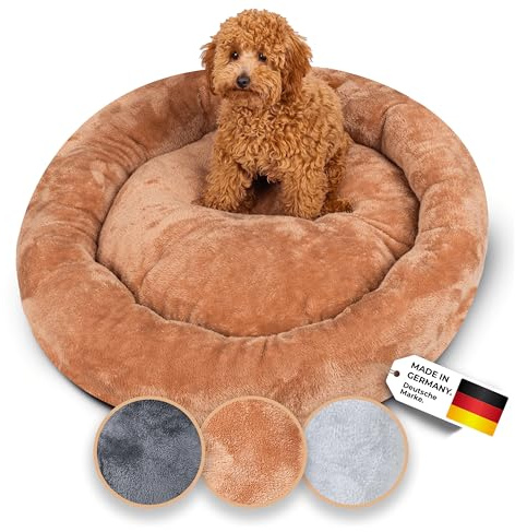 Belune® Donutkissen Deluxe [Braun, 100cm], waschbar, Hundebett große Hunde, Hundedonut Kissen große Hunde