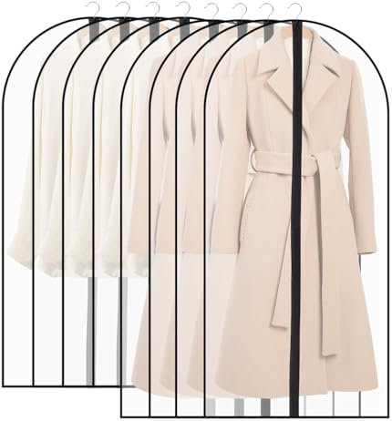 SOBEAU 8 Stück Kleidersack Anzug Lange 60x120/100cm, Kleiderschutzhülle Transparent, kleidersäcke mit Reißverschluss, für Kleider, Hemden, Kleider Abendkleider Aufbewahrung Kleiderhülle (Schwarz)
