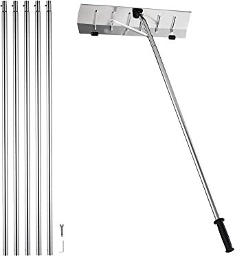 Pelle à neige télescopique de 21 pieds pour toit, outil de déneigement léger pour tuyaux en acier inoxydable et aluminium, manche télescopique réglable pour déneigement des toits à étages et cabines