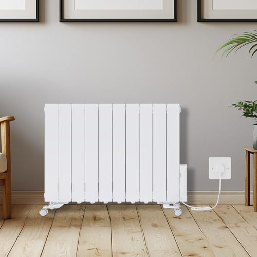 Warmehaus 1800W Electric Oil Filled Radiator Wall/Freestanding White | Wifi Oil Filled Radiator with Timer Thermostat, Smart Wifi Electric Radiator Wall Mounted, Portable Slimline Radiator Heater