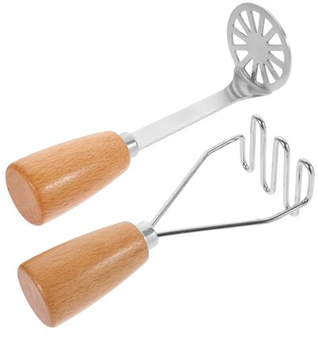 Garneck 2stücke Kartoffelstampfer Mit Holzgriff Für Haushalt Edelstahl-druckkopf Zum Pressen Von Kartoffeln Bohnen Süßkartoffeln Obst Und Mehr Küchenwerkzeug Für Familienküchen Und Restaur