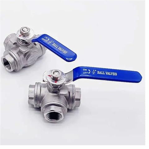 Edelstahlventil, 3-Wege-Kugelhahn aus Edelstahl 304, L-Typ, T-Typ, 1/4 Zoll, 3/8 Zoll, 1/2 Zoll, 3/4 Zoll, 1 Zoll, DN8- DN50 BSP-Innengewinde-Kugelhahn, 1 Stück (L-Typ, DN20)