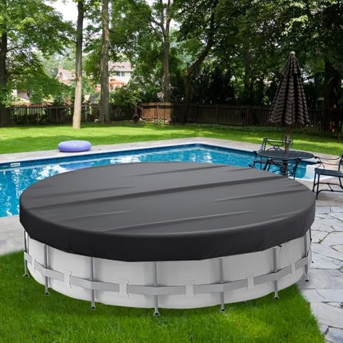 Round Above Ground Pool Solar Cover 420D Oxford Fabric Portable Pool Protection Cover for Above Ground/Inground Pools 18FT 18FT UV Resistant and Waterproof Pool Cover
