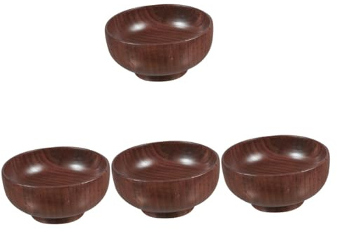 Cabilock 4 Pièces Bol à Salade en Bois Anti-brûlure saladier Plateau de Service Bol de pâtes Bol de Fruits Assiettes ustensile de Cuisine Vaisselle Japonaise Grand Bol Grands Bols Coffee