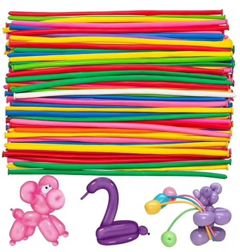 OUDQFCJ 100 Pezzi Palloncini Modellabili, Lunghi Modellabili in Gomma Magica, Palloncini Colorati Misti, con Grande Pompa Gonfia Palloncini, per Feste, Compleanni, Matrimoni Decorazione (Multicolore)