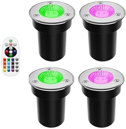 4PCS Empotrable Al Aire Libre Focos - Focos Suelo Led Exterior, 3W RGB LED Foco Empotrable En El Suelo, 12V-24V Luces De Tierra Spot, IP65 Jardín Lámpara De Pie Empotrada, Foco De Luz Led(3W(12V))