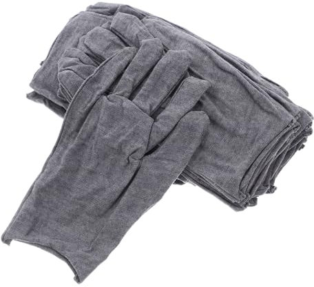 Zerodeko 12 Stück-pack Graue Baumwoll Arbeitshandschuhe Rutschfest Schmutzresistent Unisex Geeignet Für Industrie Gartenarbeit Und Lager