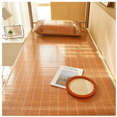 Stuoia di bambù per Letto con cuscino, Estive Stuoia bambù Rattan Stuoia per Letto di bambù Pieghevole, Stuoia Bambu Per Letto Singolo, Dormitorio Scolastico Di Famiglia(Size:120cmX195cm,Color:#2)