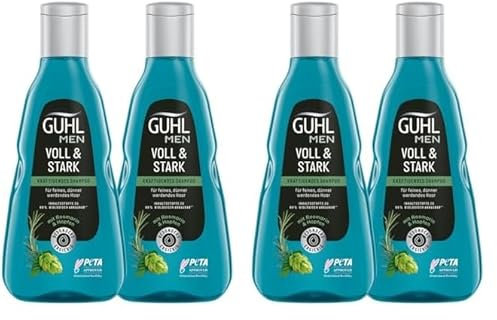 Guhl Men Vorteilspack Voll & Stark - Inhalt: 2x 250 ml Shampoo - Haartyp: dünn, fein, dünner werdend - Mit Hopfen und Koffein (Packung mit 2)