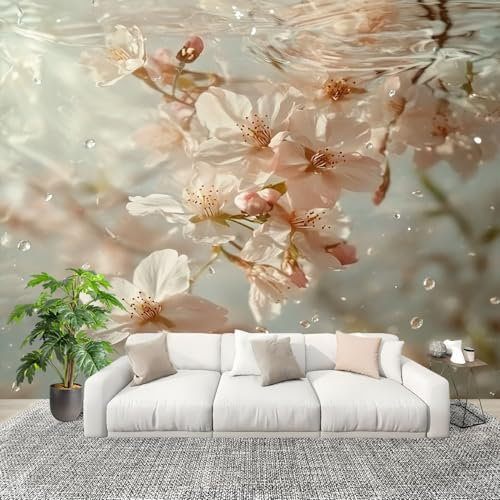 Fotomurale Soggiorno Carta da parati 200x140 cm Immagine Dinamica di Fiori di Ciliegio TNT Murale alla Decorazione da Muro Rosa Poster Gigante Design Cameretta Carta per Camera da Letto