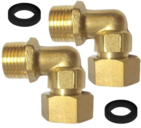 Confezione da 2 raccordi a gomito in ottone a 90 gradi, 1,3 cm, facili da usare, per impianti idraulici e sistemi di riscaldamento, raccordi in ottone resistente