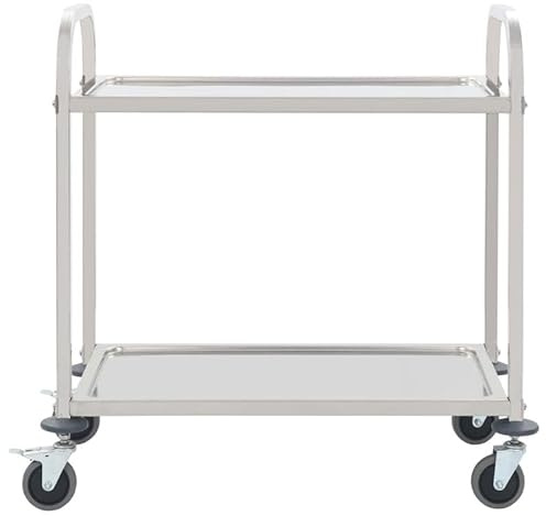 Eleganz 2-Stufiger Servierwagen Edelstahl 95 x 45 x 83,5 cm - Praktischer Transportwagen für Küche, Gastronomie & Lager - Robust & langlebig
