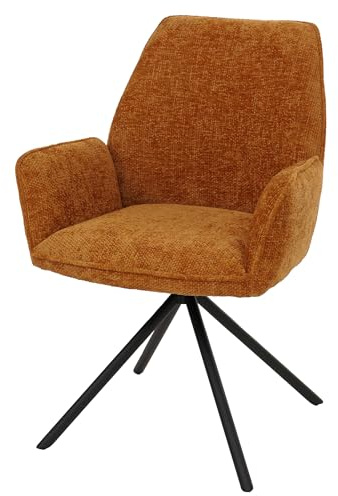 Mendler Esszimmerstuhl HWC-G67 - senfgelb | Küchenstuhl, Stuhl, mit Armlehne, drehbar Auto-Position, Chenille, Öko-Tex