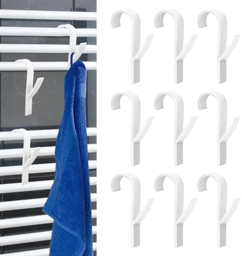 benlidoner 12 Stück Haken für Rundheizkörper Mehrzweck Heizkörperhaken ABS Haken Heizung Badheizkörper Weiß Hake für Handtuchheizkörper für Alle Standard Heizkörper