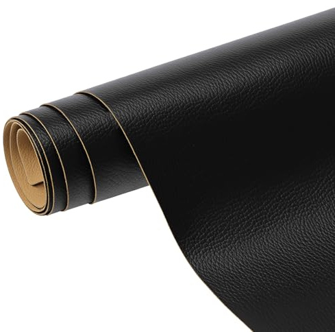 QWORK® 300x15 cm Kunstleder Selbstklebend für Lederreparatur - Schwarz, Wasserdicht & Kratzfest - Für Couch, Autositz, Möbel