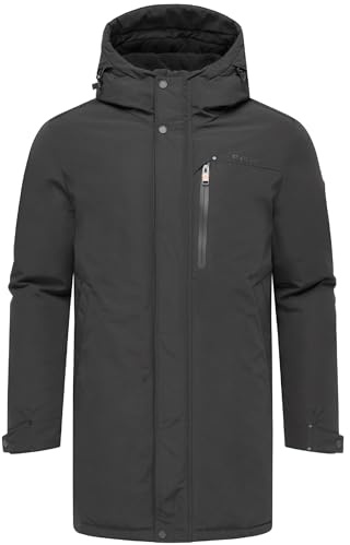STONE HARBOUR Varm vinterkappa, parkas med vattentäta fickor med dragkedja och justerbar, fleecefodrad huva Phinoo XX S–3XL, svart, M