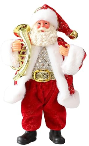 Fyrdyn Weihnachtsmann Figuren | 18 cm Weihnachtsdekoration,Festliche Statue des Weihnachtsmanns Mit Musikinstrumenten - für Wand Fenster Tisch Indoor Garten Desktop Festtag
