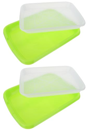 Homoyoyo 2 Set Vassoi per Semenzaio Doppio Strato in Plastica Verde Multifunzione per Germogli Erba Gatta Verdure Semi di Soia e Orto Indoor Outdoor