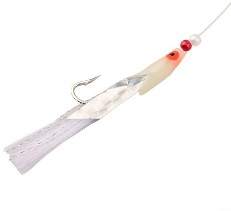 Niceminiwall 5pcs For Sabiki Rigs for Herring Bait, 6-Hook Fishing Lure Harness with Red Heads, White Foil Flash, Lumi Beads and Snap Links, 3/0# High-Carbon Steel Hooks, 150cm