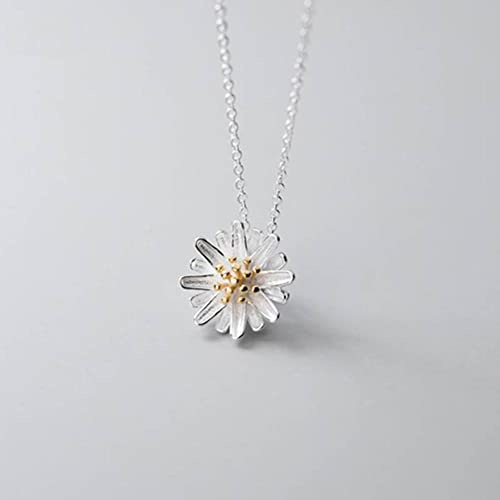 LYGBAOFUL S925 Silverhalsband, Dammode Small Daisy Flower Chain Set s925 Silverhalsband
