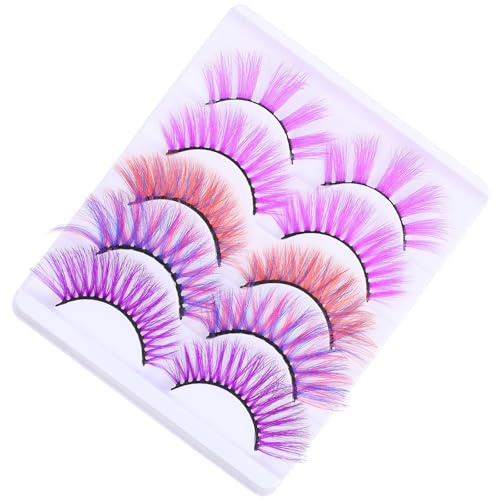 VALICLUD 10Pcs 3D Colorful False Eyelashes Thick Volume Makeup Lashes Dense Artificial Eyelash Extensions for Stage Performance and Party Use