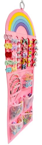 Hair Bow Organizer - Organizer För Hängande Klämmor, Väggväskor Med Nätficka | Flickor Bow Hållare Rum Inredning | Pannbandshållare För Döttrar Barn Smycken Scrunchies Solglasögon Nursery Sovrumsdörr