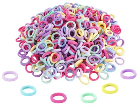 500 Pieces 2.3 cm X 6 mm Cotton Coloured Mini Baby Hair Bobbles