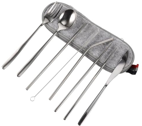 VICASKY Set de Couverts de Table Portable en Acier Inoxydable 304 Argenté, Résistance la Chaleur Élevée et Design Simple, pour Activités de Plein Air et Randonnée