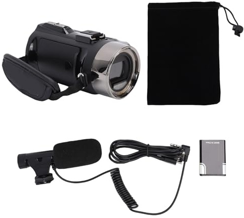 Qalvona Videocamera 4K, Videoregistratore Digitale, 48MP, Schermo LCD 3 Pollici Rotazione 270°, Zoom Digitale 18x, Microfono Stereo, Scheda Memoria 32GB - Immagini Nitide, Stabilizzazion