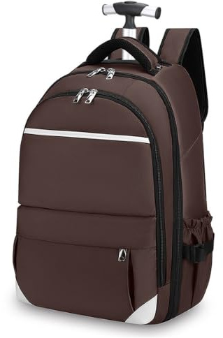 Boniffyy Travel Backpack with Wheels Featuring 2 Spinner Wheels, 16 Inch Laptop Trolley Bag with Shoulder Strap, Water Resistant Rolling Backpack for Women Men on Business Travel，Coffee Brown