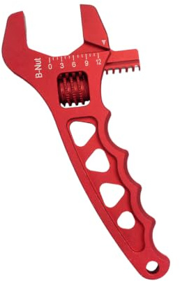 Brake Line Wrench Adjustable AN3 to AN12 B-Nut Tool, Aluminum Jaw with Thumbwheel and Scale for Hose End Service an Fitting Wrench B Nut Line Hose End Tool Brake Fitting Aluminum Jaw Thumbwheel