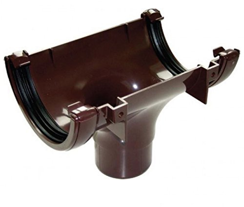 FLOPLAST 112mm Half Round Gutter Running Outlet - Brown - Pack of 2