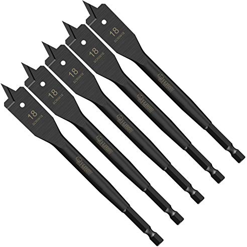 SabreCut 5pcs SCRIW18_5 18mm x 152mm Hardwood Softwood Flat Wood Spade Bits | Impact-rated construction delivers fast, clean drilling in softwood, hardwood, chipboard and MDF