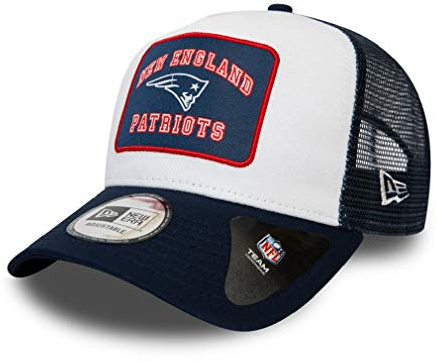 New Era New England Patriots NFL Graphic Patch Navy White A-Frame Adjustable Trucker Cap - One-Size