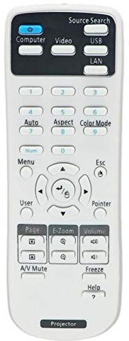 AuKing Projector Remote Control for Epson 1613717 EB-520 EB-525W EB-530 EB-530S EB-535W EB-536Wi EB-570 EB-575W EB-575Wi EB-580 EB-585W EB-585Wi EB-595Wi BrightLink 536Wi 575Wi 585Wi 595Wi H670A H671A