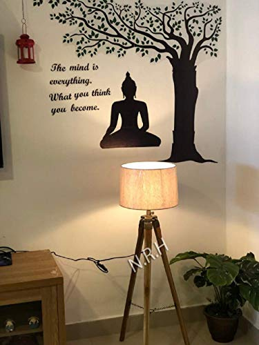 Nautical Replica Hub Modern Natural Wood Tripod Design Floor Lamp (Without Shade)