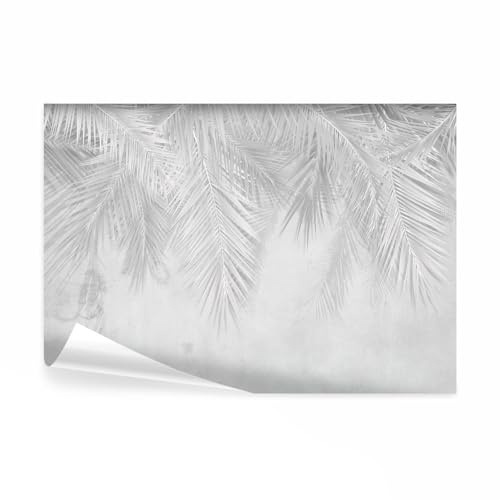 decomonkey Photo Wallpaper Palm Leaves Nature Vintage 250 x 175 cm | Non-Woven, Fleece, Wall Mural, Wall Art, Modern Print, Home Decoration, Bedroom, Living Room, Abstract, Grey, Picture Design