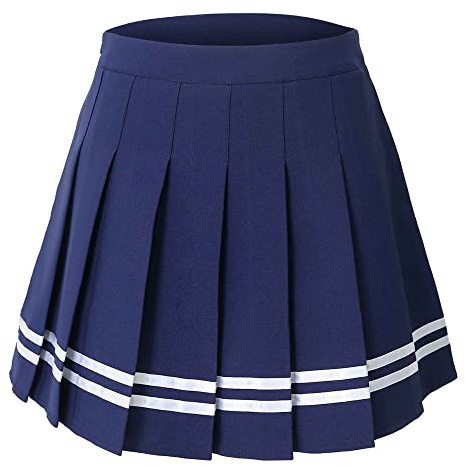 HOEREV Donne Ragazze Svasato Casual Mini Scuola Tennis Skater Casual Gonna Danza con Due Tasche Laterali e Pantaloncini Interni