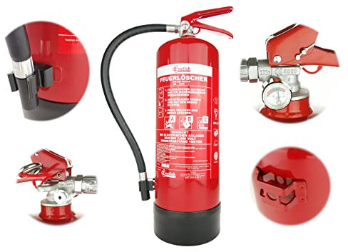 notlok Safety Work - Estintore ABC a polvere 6kg | pressione continua con manometro | con supporto per estintore | Estintore domestico ideale per la cucina Ma anche per l'auto