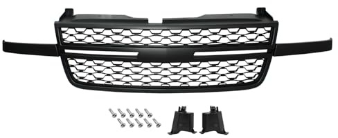 Silverado Grille - Front Upper Black Grille Compatible with Chevy Silverado 1500 2500HD 3500 Pickup 2005 2006 2007